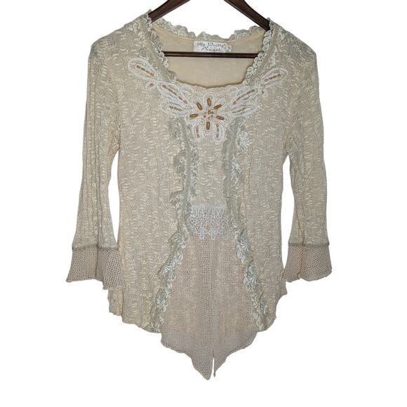 My Pretty Angel Tops - Pretty Angel Doily & Lace Knit Victorian Fairycore Top Size M